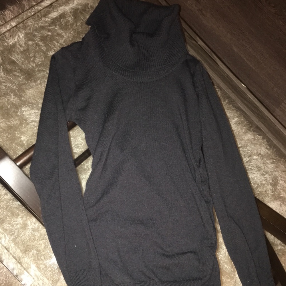 Long dark gray cowl neck